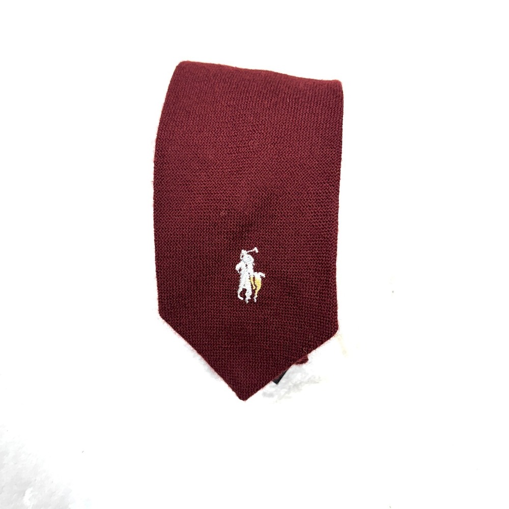 Vintage Polo by Ralph Lauren Men's Red Pony Knitted Pointed Necktie 100% Wool